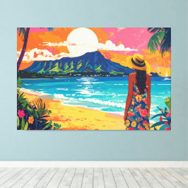 Diamond Head Hawaii tropiskt landskap Canvastryck