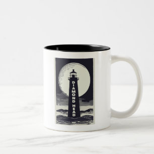 Diamond Head Lighthouse Hawaii Måne Två-Tonad Mugg