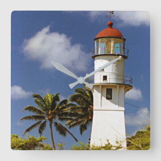 Diamond Head Lighthouse, O'ahu, Hawai'i Clock Fyrkantig Klocka