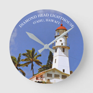 Diamond Head Lighthouse, Oahu, Hawai'i Wall Clock Rund Klocka