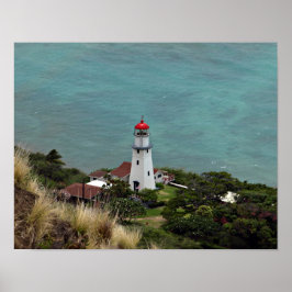 Diamond Head Lighthouse på en Hawaiiansk ö på en Poster