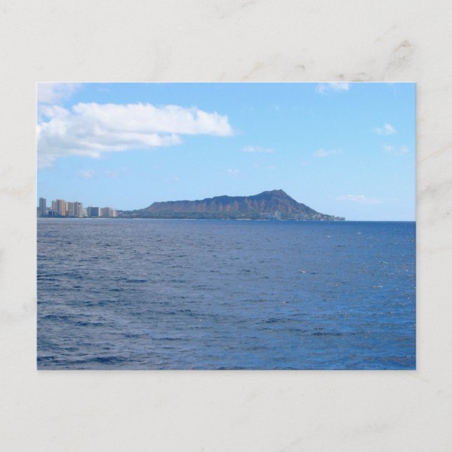 Diamond Head och Waikikis siluett från Stilla have Vykort (Framsida)