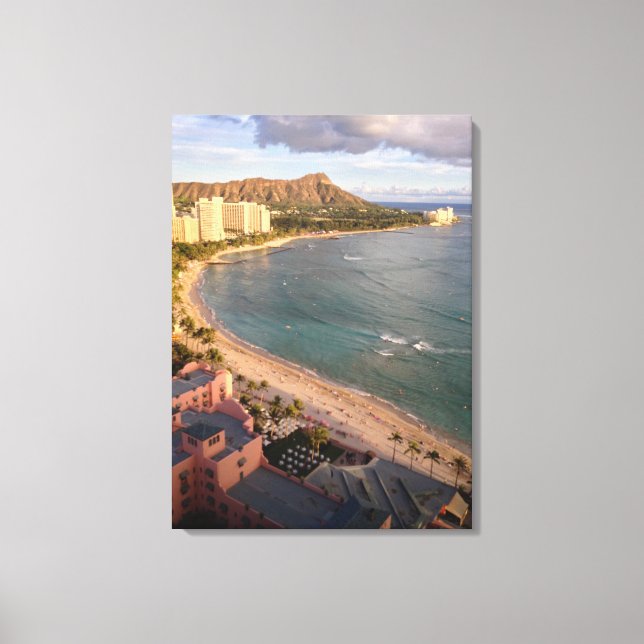 Diamond Head, Waikiki Beach, Hawaii Canvastryck (Framsida)