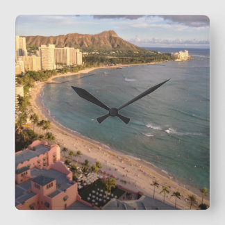Diamond Head, Waikiki Beach, Hawaii Fyrkantig Klocka