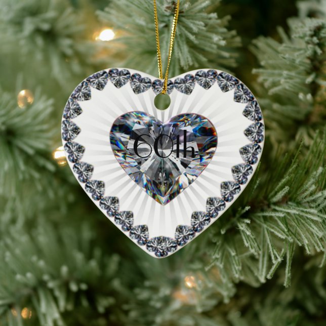 Diamond Heart 60:e Bröllop-årsdagen Julgransprydnad Keramik (Träd)