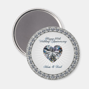 Diamond Heart 60:e Bröllop-årsdagen Magnet