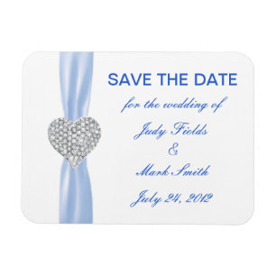 Diamond Heart Blue Bröllop spara datum Magnet