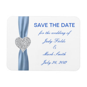 Diamond Heart Blue Bröllop spara datum Magnet
