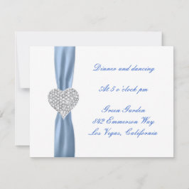 Diamond Heart Blue Wedcing Card Inbjudningar