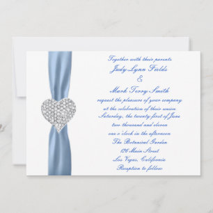 Diamond Heart Blue Wedding bjudande Inbjudningar