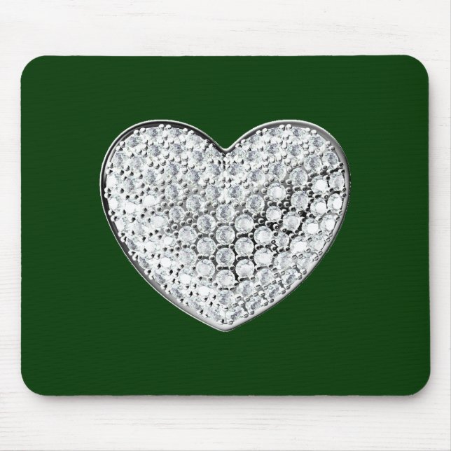 Diamond Heart - grönt bg Musmatta (Framsidan)