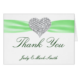 Diamond Heart Grönt Bröllop - tackkort OBS Kort