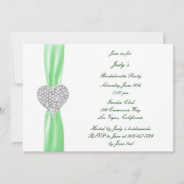Diamond Heart-Grönten Bachelorette-partiets inbjud Inbjudningar