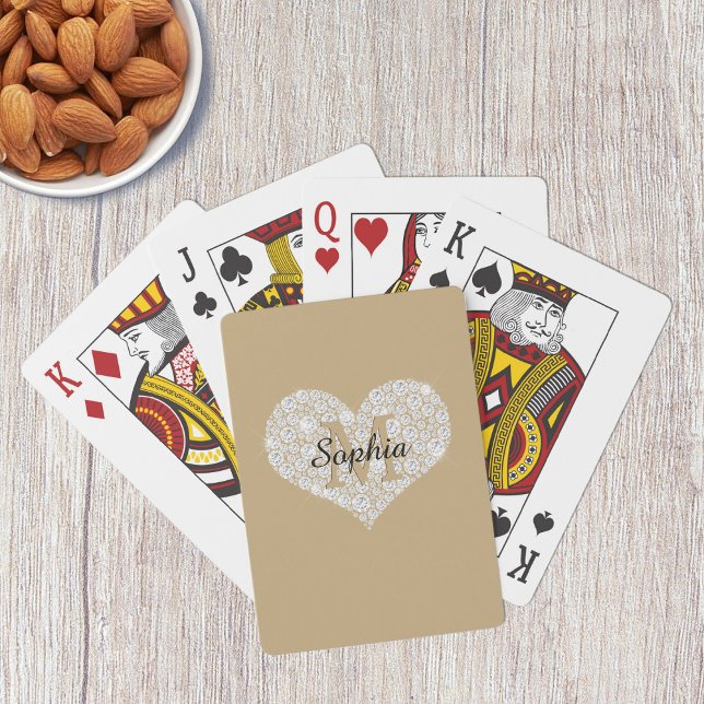 Diamond Heart, Guld Monogram, Script Namn på Guld Casinokort (Skapare uppladdad)