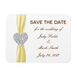 Diamond Heart Gult Bröllop spara datum Magnet