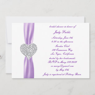 Diamond Heart Lila Bröllop Möhippa Inbjudan