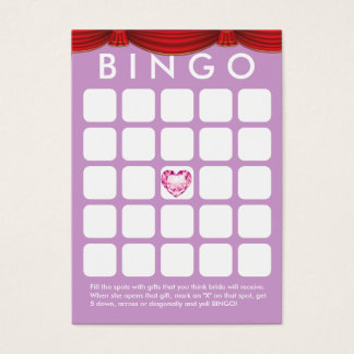 Diamond Heart Lila Möhippa Bingo Card Visitkort