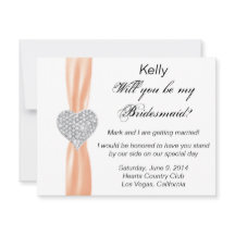Diamond Heart Orange Bröllop Bridesmaid Card