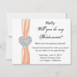 Diamond Heart Orange Bröllop Bridesmaid Card Inbjudningar