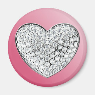 Diamond Heart på rosa Magnet