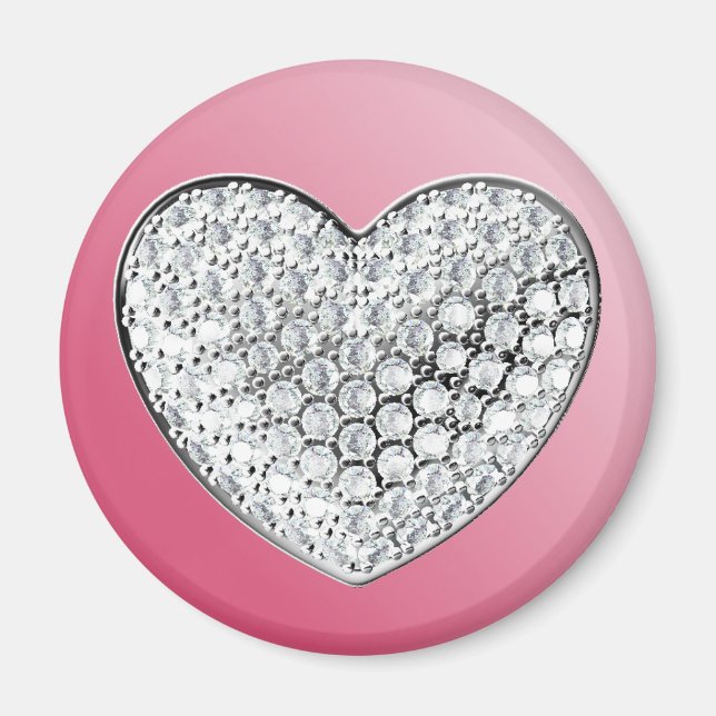 Diamond Heart på rosa Magnet (Framsidan)