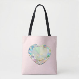 Diamond Heart Pastel Rosa Tygkasse