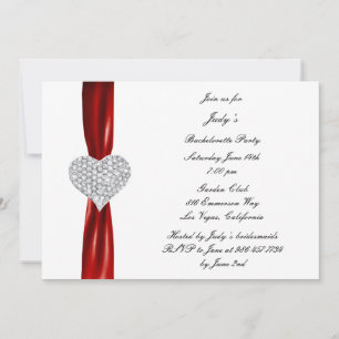 Diamond Heart Red Bachelorette Party bjudande in Inbjudningar