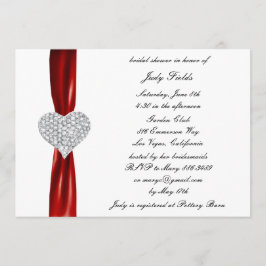 Diamond Heart Red Bröllop Inbjudningskort för möhi