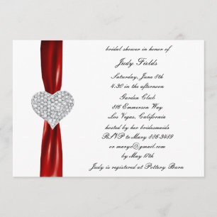 Diamond Heart Red Bröllop Inbjudningskort för möhi