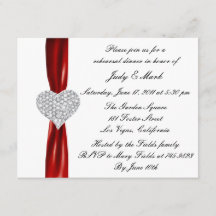 Diamond Heart Red Rehearsal Middagsinbjudan