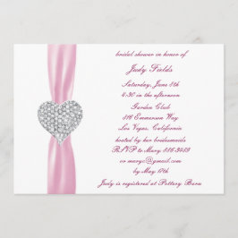 Diamond Heart Rosa Bröllop Möhippa Inbjudan