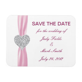 Diamond Heart Rosa Bröllop spara datum Magnet