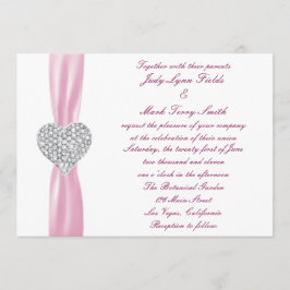 Diamond Heart Rosa bröllopsinbjudan Inbjudningar