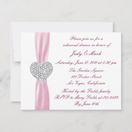 Diamond Heart Rosa Rehearsal Middagsinbjudan Inbjudningar