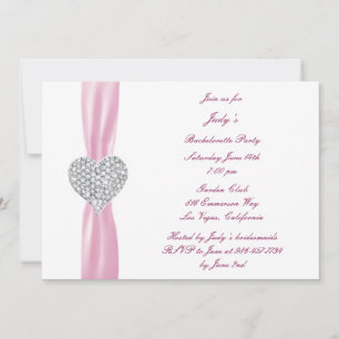 Diamond Heart-Rosan Bachelorette-partiets inbjudan