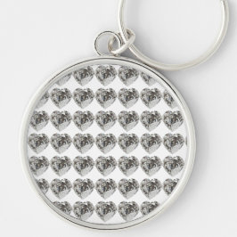 Diamond Heart Rund Silverfärgad Nyckelring