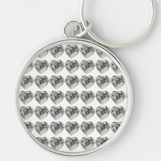 Diamond Heart Rund Silverfärgad Nyckelring (Framsidan)