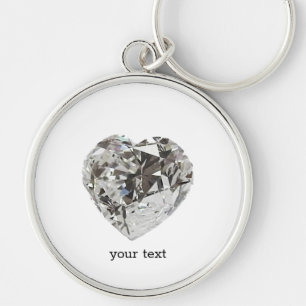 Diamond Heart Rund Silverfärgad Nyckelring