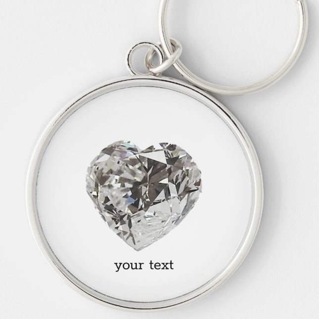 Diamond Heart Rund Silverfärgad Nyckelring (Framsidan)