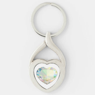 Diamond Heart Twisted Heart Silverfärgad Nyckelring