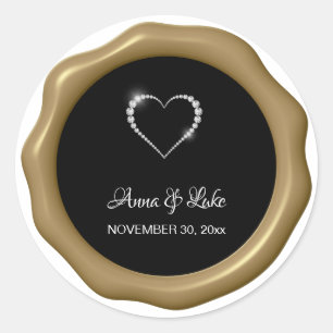 *~* Diamond Heart Vax Seal Bröllop Runt Klistermärke