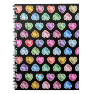 Diamond Heart Watercolor Mönster Cute Pastel Girly Anteckningsbok