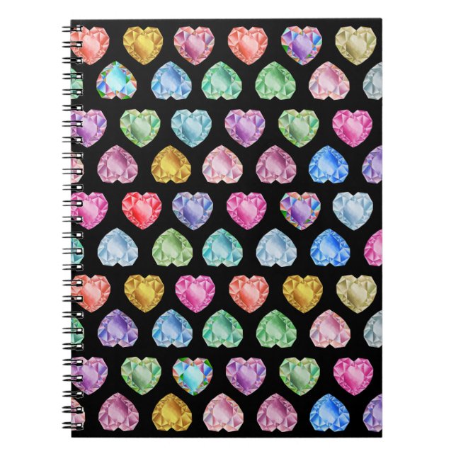Diamond Heart Watercolor Mönster Cute Pastel Girly Anteckningsbok (Framsidan)