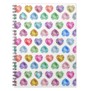 Diamond Heart Watercolor Mönster Cute Pastel Girly Anteckningsbok