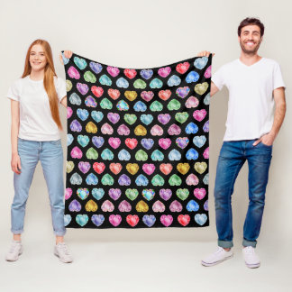 Diamond Heart Watercolor Mönster Cute Pastel Girly Fleecefilt