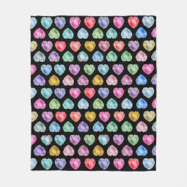 Diamond Heart Watercolor Mönster Cute Pastel Girly Fleecefilt