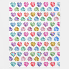 Diamond Heart Watercolor Mönster Cute Pastel Girly Fleecefilt