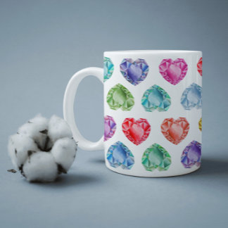 Diamond Heart Watercolor Mönster Cute Pastel Girly Kaffemugg