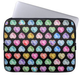Diamond Heart Watercolor Mönster Cute Pastel Girly Laptop Fodral