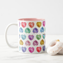 Diamond Heart Watercolor Mönster Cute Pastel Girly Två-Tonad Mugg
